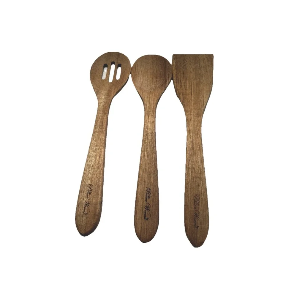 Pioneer Woman ~ Three (3) Piece ~ Wooden‎ Utensils ~ Spoon ~ Turner ~ Serving